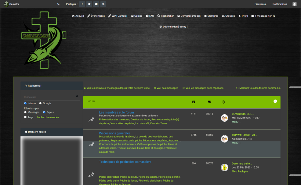 Carnalor : Un forum de pêche carnassier généraliste et complet